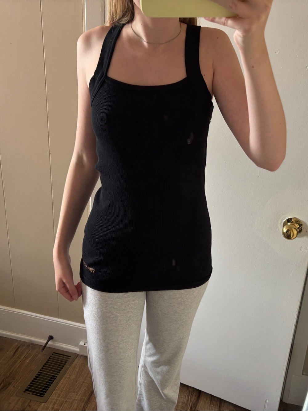 True Religion Black Ribbed Tank with Square Neck